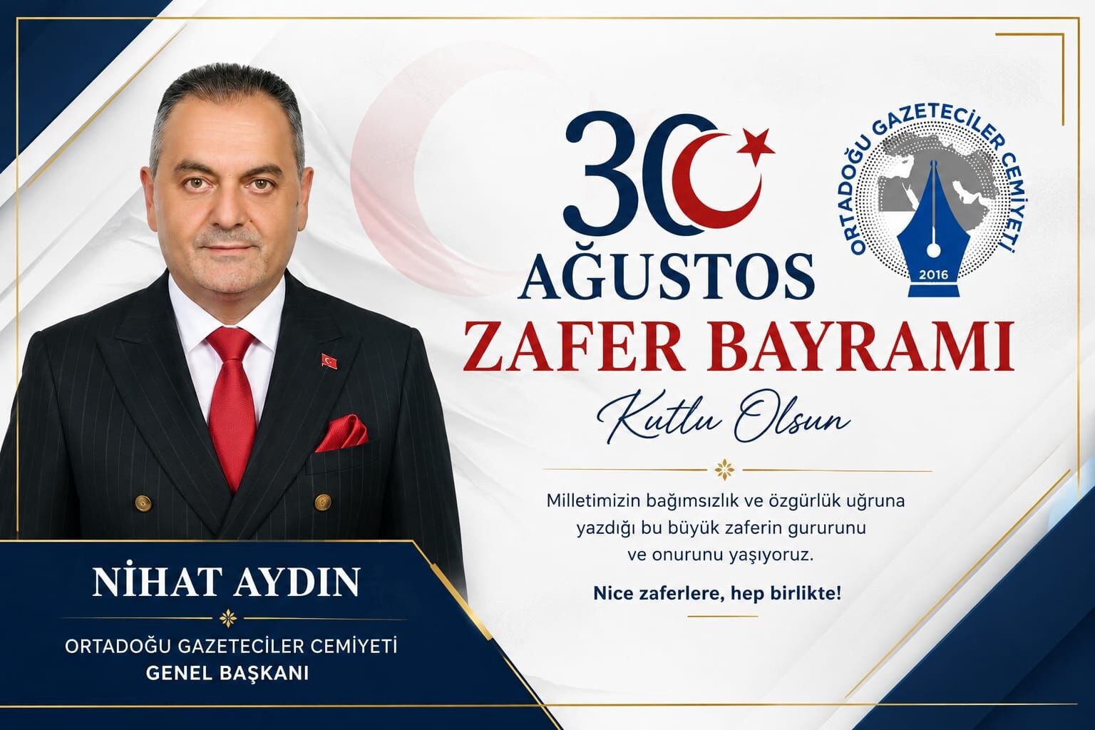 Nihat Aydın’dan 30 Ağustos Zafer Bayramı Mesajı