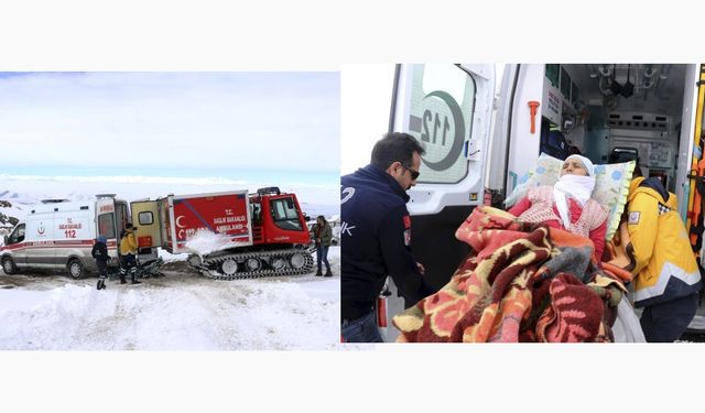 Ağrı, Taşlıçay'da Hasta Kadın İçin Sağlık Ekipleri Seferber Oldular