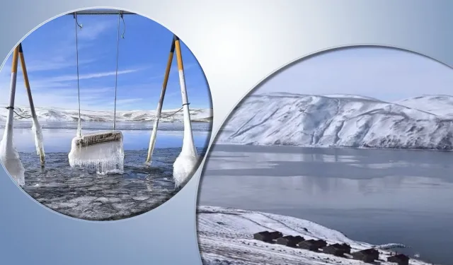 Ağrı’nın Balık Gölü buzla kaplandı!