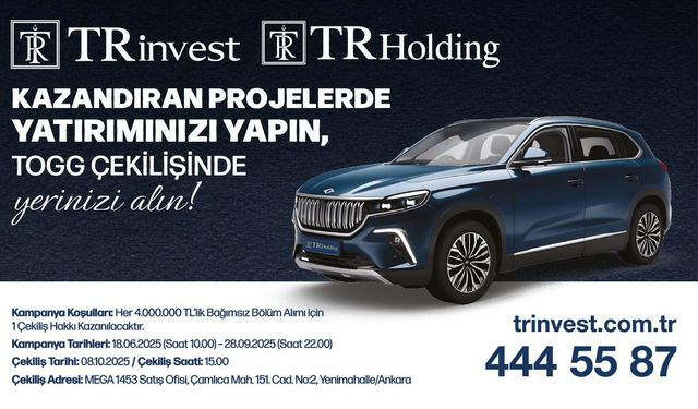 TRinvest Projelerinden Konut Alın, TOGG Kazanma Şansı Yakalayın!