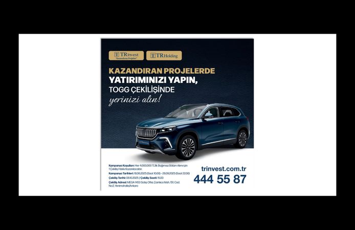 TRinvest’ten Yatırımcılara Büyük Fırsat: Konut Alımlarına Özel TOGG Kampanyası!