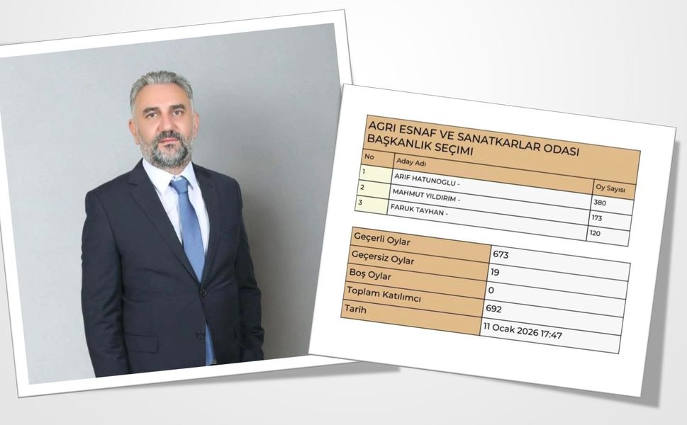 Ağrı Esnaf ve Sanatkârlar Odası’nda Yeni Başkan Arif Yıldıray Hatunoğlu Oldu