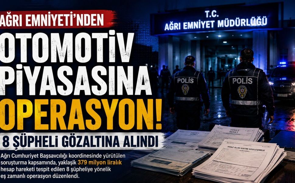 Ağrı Emniyeti’nden Otomotiv Piyasasına Operasyon: 8 Şüpheli Gözaltına Alındı